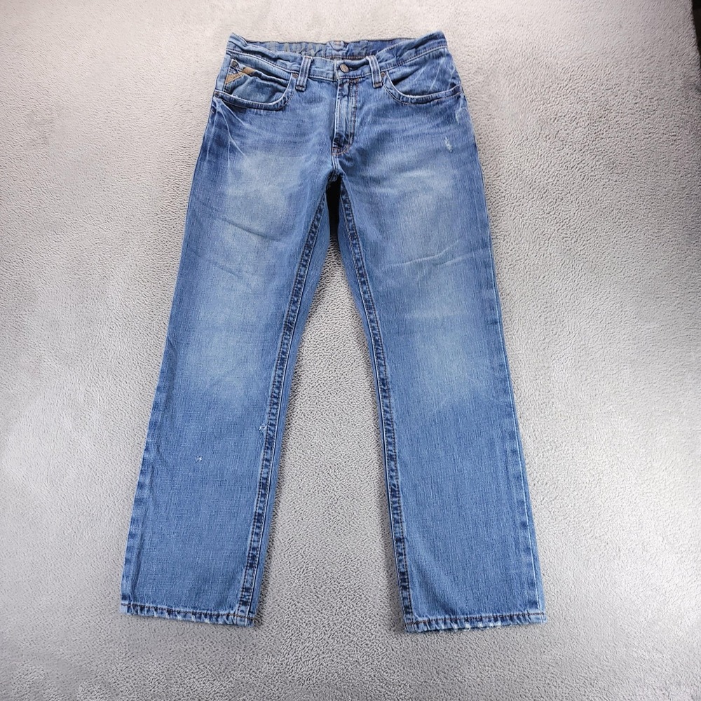 Ariat Jeans Mens 33x32 Blue M4 Bootcut Medium Wash Distressed Workwear